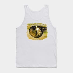 Sleepy Cat Watercolor Expressionism Tank Top